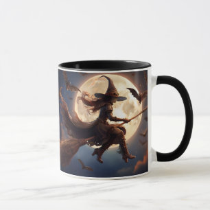 Halloween Steampunk Witch Moonlight Flight Mug