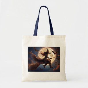 Halloween Steampunk Witch Moonlight Flight Tote Bag