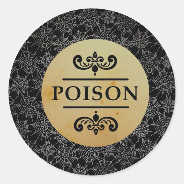 Halloween Stick Black Spider Webs Poison Classic Round Sticker (Front)
