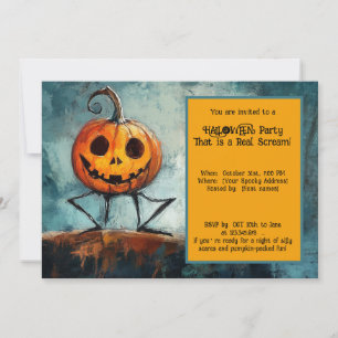 Halloween Stick Spectre & The Grinning Pumpkin Invitation