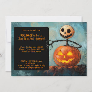 Halloween Stick Spectre & The Grinning Pumpkin Invitation