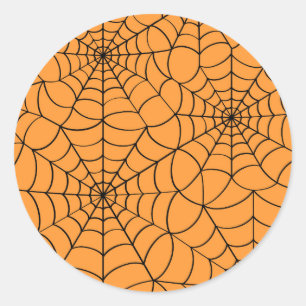 Halloween Sticker Orange with Spider Web
