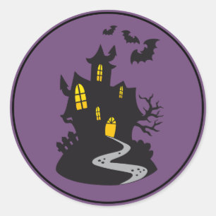 Halloween Stickers-Haunted House Classic Round Sticker