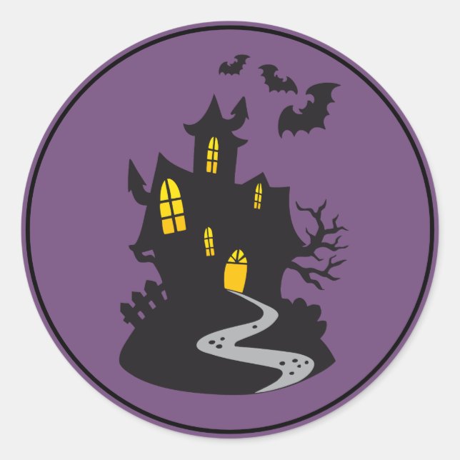 Halloween Stickers-Haunted House Classic Round Sticker (Front)