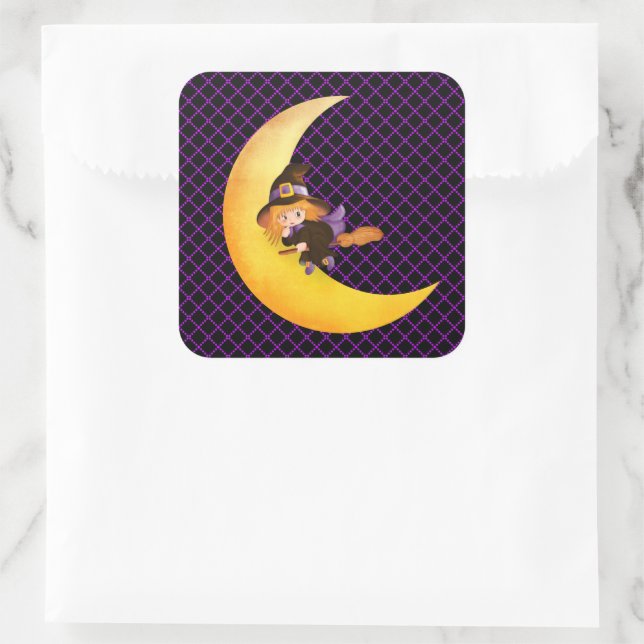 Halloween Stickers-Little Witch Square Sticker (Bag)