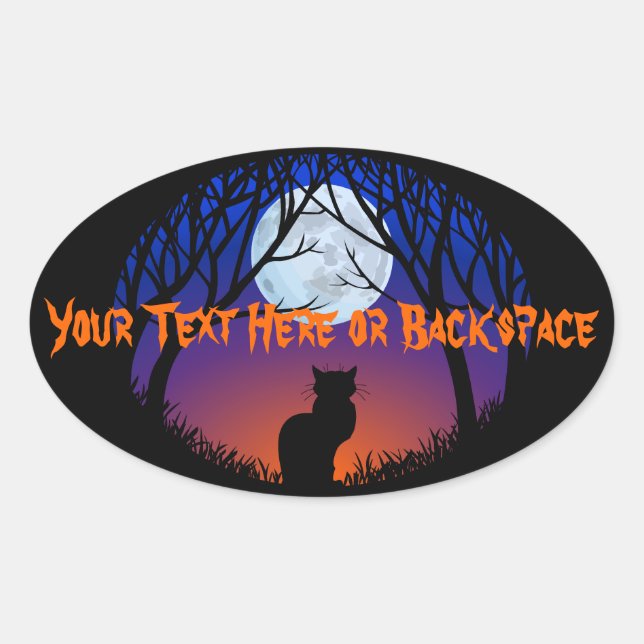 Halloween Stickers Personalised Spooky Cat Sticker (Front)