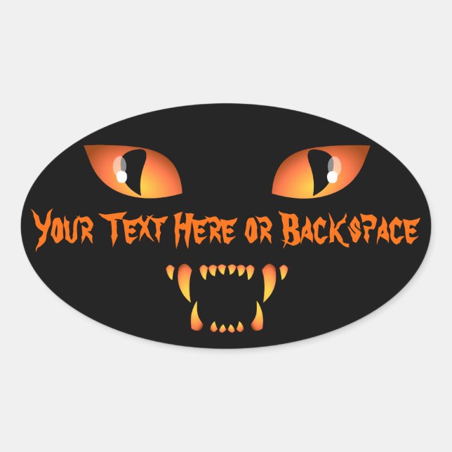 Halloween Stickers Personalised Spooky Cat Sticker (Front)