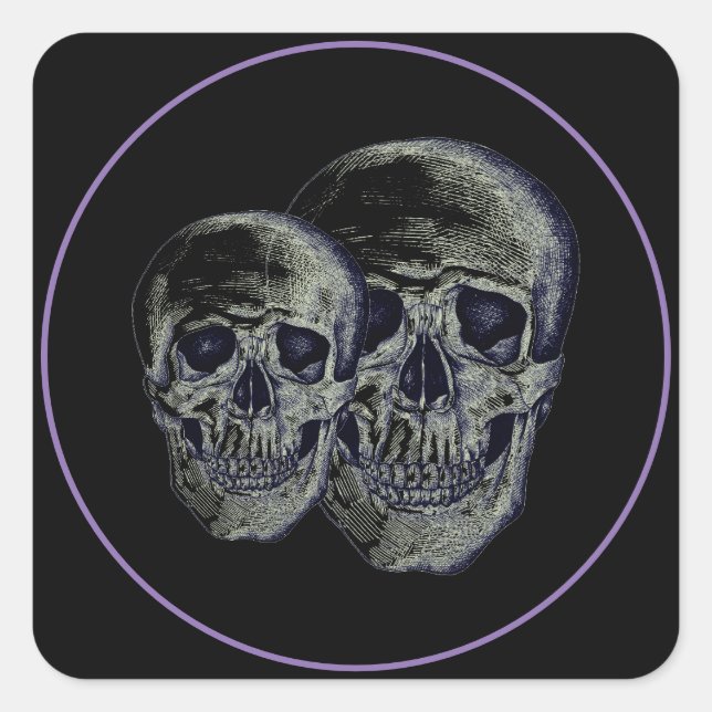 Halloween Stickers-Skulls Square Sticker (Front)