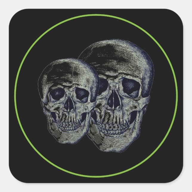 Halloween Stickers-Skulls Square Sticker (Front)