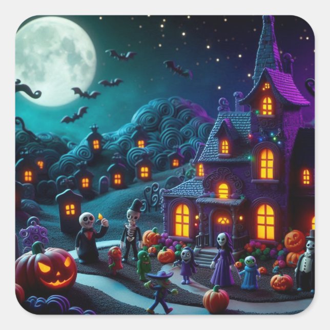 Halloween Stickers: Spooky Fun Square Stickers (Front)
