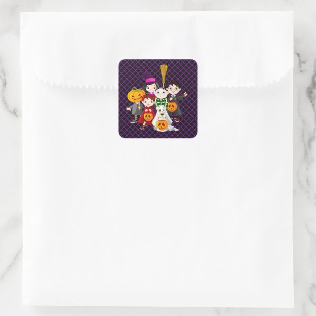Halloween Stickers-The Gang Square Sticker (Bag)