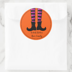 Halloween Stickers-Witch Classic Round Sticker