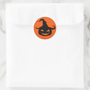 Halloween Stickers-Witch Pumpkin Classic Round Sticker