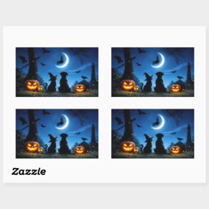 Halloween Stickers with Cute Dog and Cat
