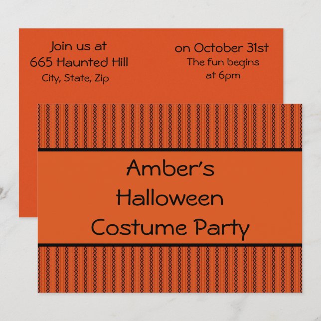 Halloween Stitches Invitation (Front/Back)