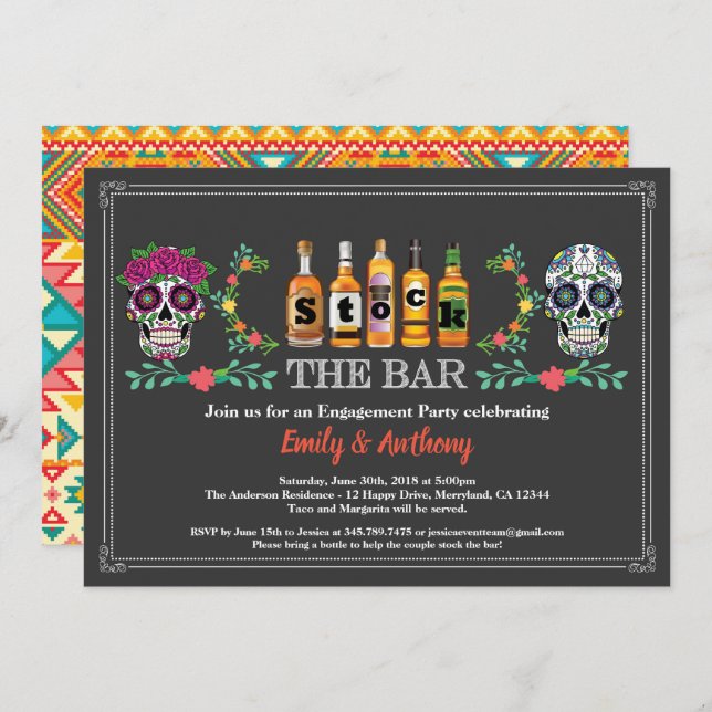 Halloween stock the bar engagement party invitation (Front/Back)