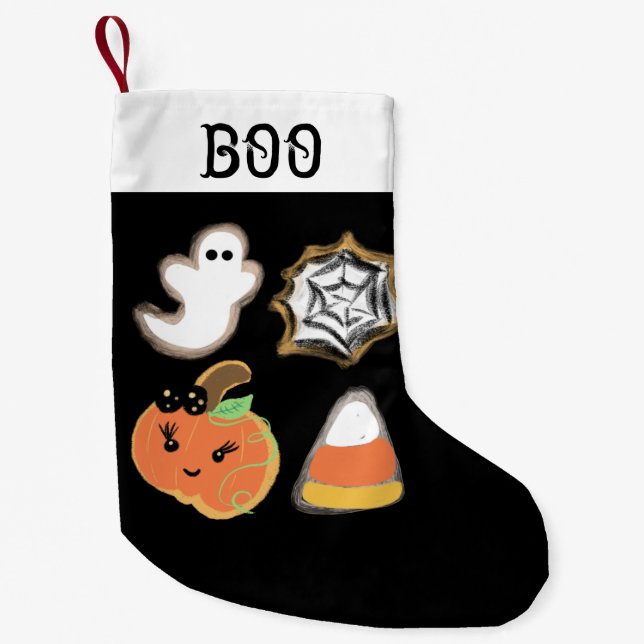 Halloween Stocking | Pumpkin Ghost Cookie Treats (Front)