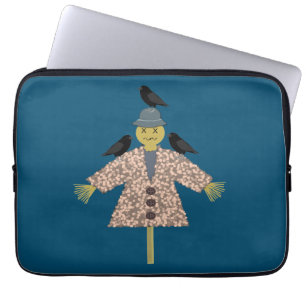 Halloween Straw Scarecrow and Ravens Laptop Sleeve