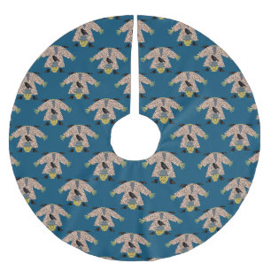 Halloween Straw Scarecrow and Ravens Patterned Brushed Polyester Tree Skirt