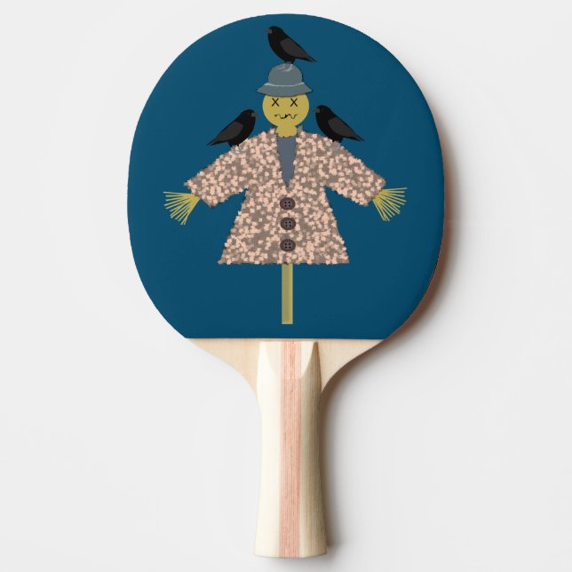 Halloween Straw Scarecrow and Ravens Ping Pong Paddle (Front)