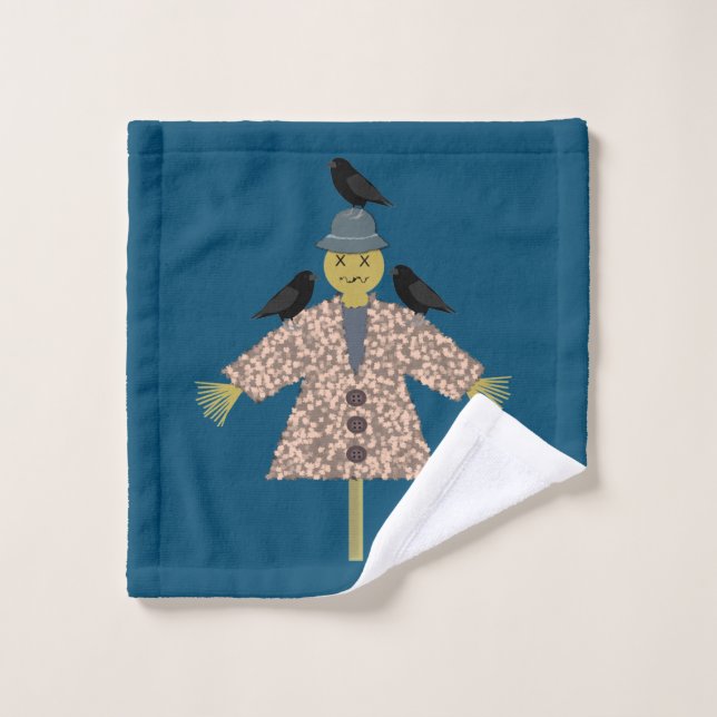 Halloween Straw Scarecrow and Ravens Wash Cloth (Wash Cloth)