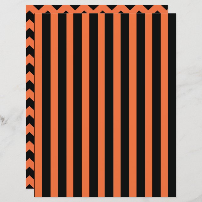 Halloween stripe and chevron scrapbook paper (Front/Back)