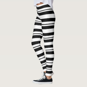 Halloween Stripe black and white Leggings