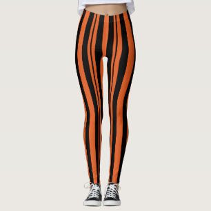 Halloween Stripe Orange and Black Leggings