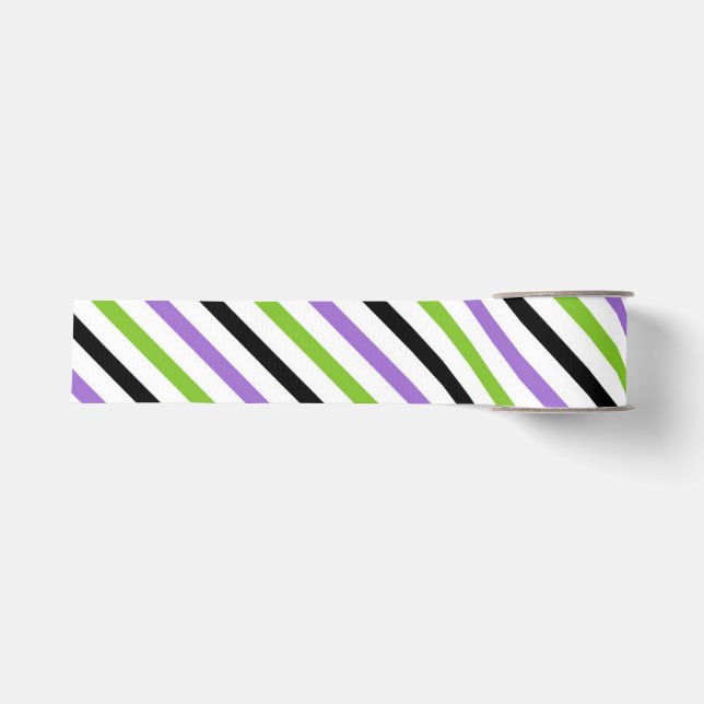 Halloween Stripes – Bold Diagonal Pattern Grosgrain Ribbon (Front)