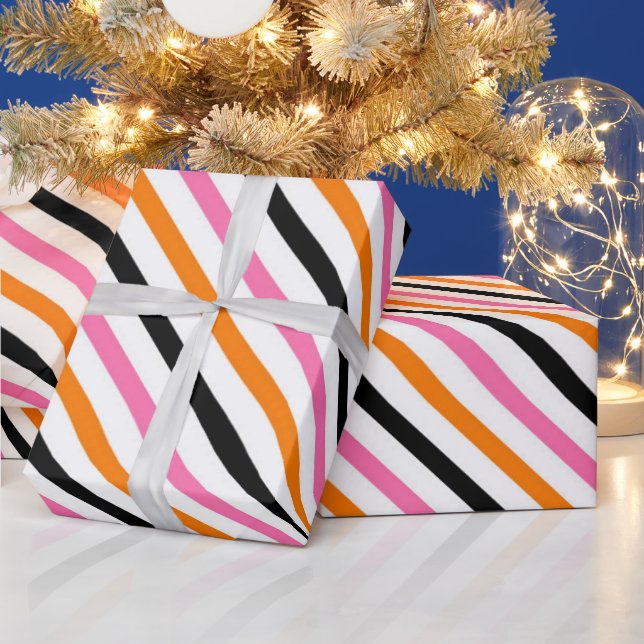Halloween Stripes – Bold Diagonal Pattern Wrapping Paper (Holidays)