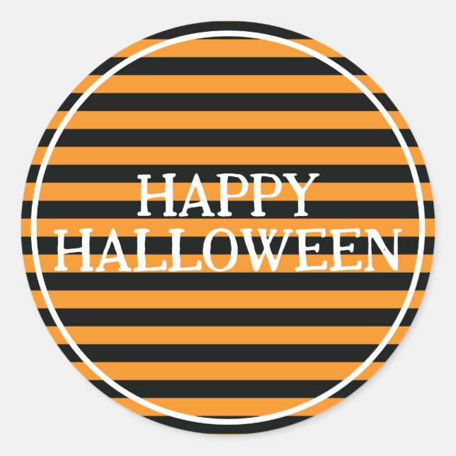 Halloween Stripes Classic Round Sticker (Front)