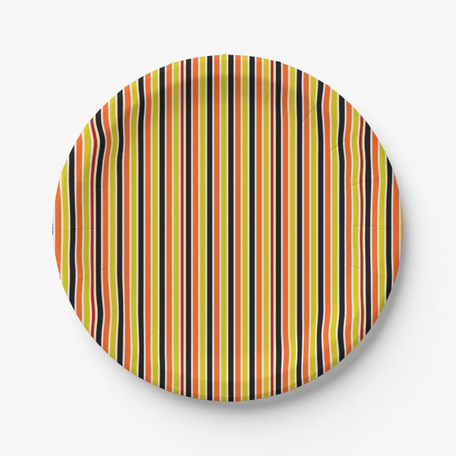 Halloween Stripes Paper Plate (Front)