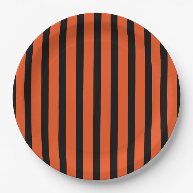 Halloween Stripes Paper Plates (Front)