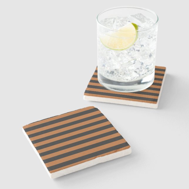 Halloween Stripes Stone Coaster (Side)