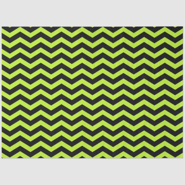 Halloween Style | Peridot Green Black Chevron Tissue Paper (Front)