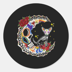 Halloween Sugar Skull Chihuahua and Moon Lover Classic Round Sticker