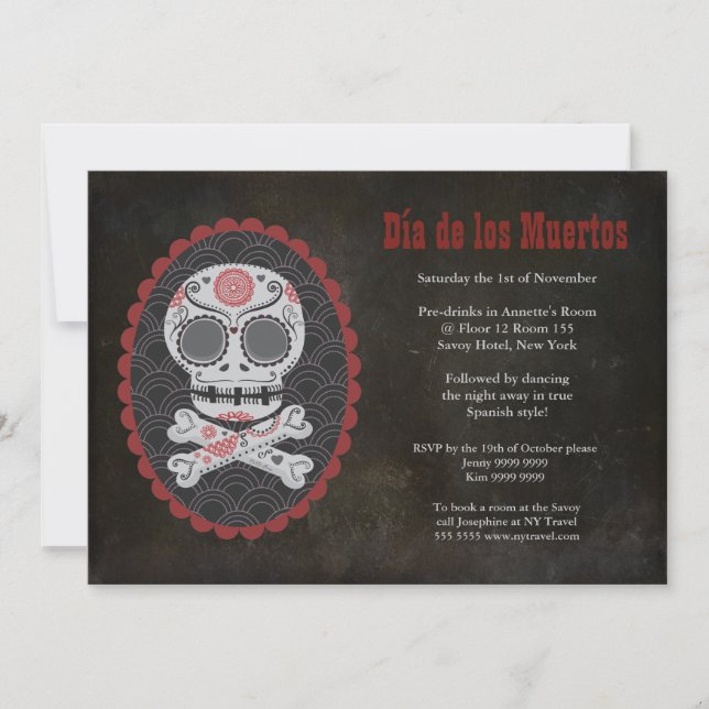 Halloween Sugar Skull Day of the Dead Party Invite (Front)