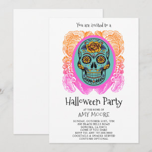 Halloween Sugar Skull Party Invitation