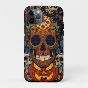 Halloween,Sugar Skull Pumpkins Fiesta, Calavera iPhone 11 Pro Case