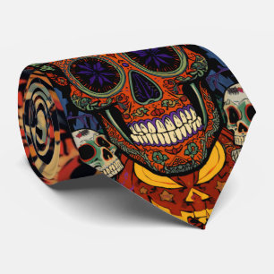 Halloween, Sugar Skull Pumpkins Fiesta, Calavera Tie