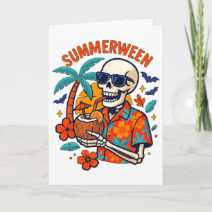 Halloween Summer Ween Skeleton Spooky Vacation Flo Card