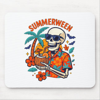 Halloween Summer Ween Skeleton Spooky Vacation Flo Mouse Mat