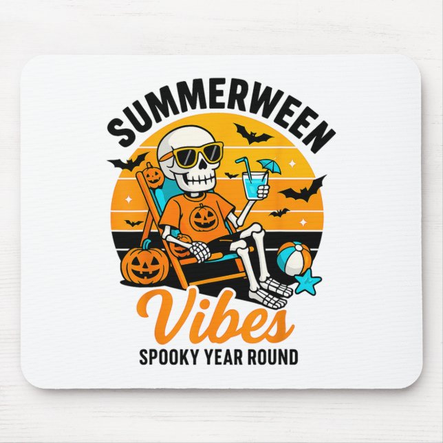 Halloween Summer Ween Vibes Spooky Skeleton Float  Mouse Mat (Front)