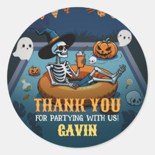 Halloween Summerween Pool Birthday Classic Round Sticker