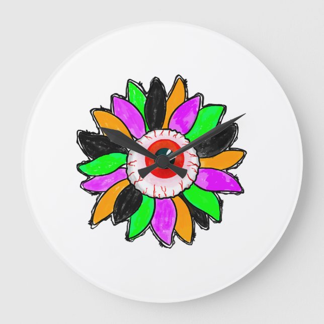 Halloween Sunflower Large Clock (Front)