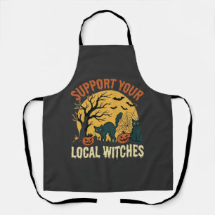 Halloween Support Your Local Witches Black Cat Apron
