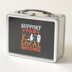 Halloween Support Your Local Witches Vintage Graph Metal Lunch Box
