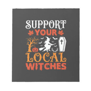 Halloween Support Your Local Witches Vintage Graph Notepad