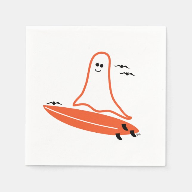 Halloween Surfer Ghost black Napkin (Front)