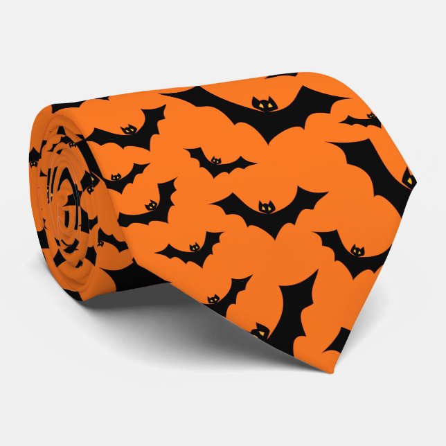 Halloween Swarm Of Flying Bats Tie (Rolled)